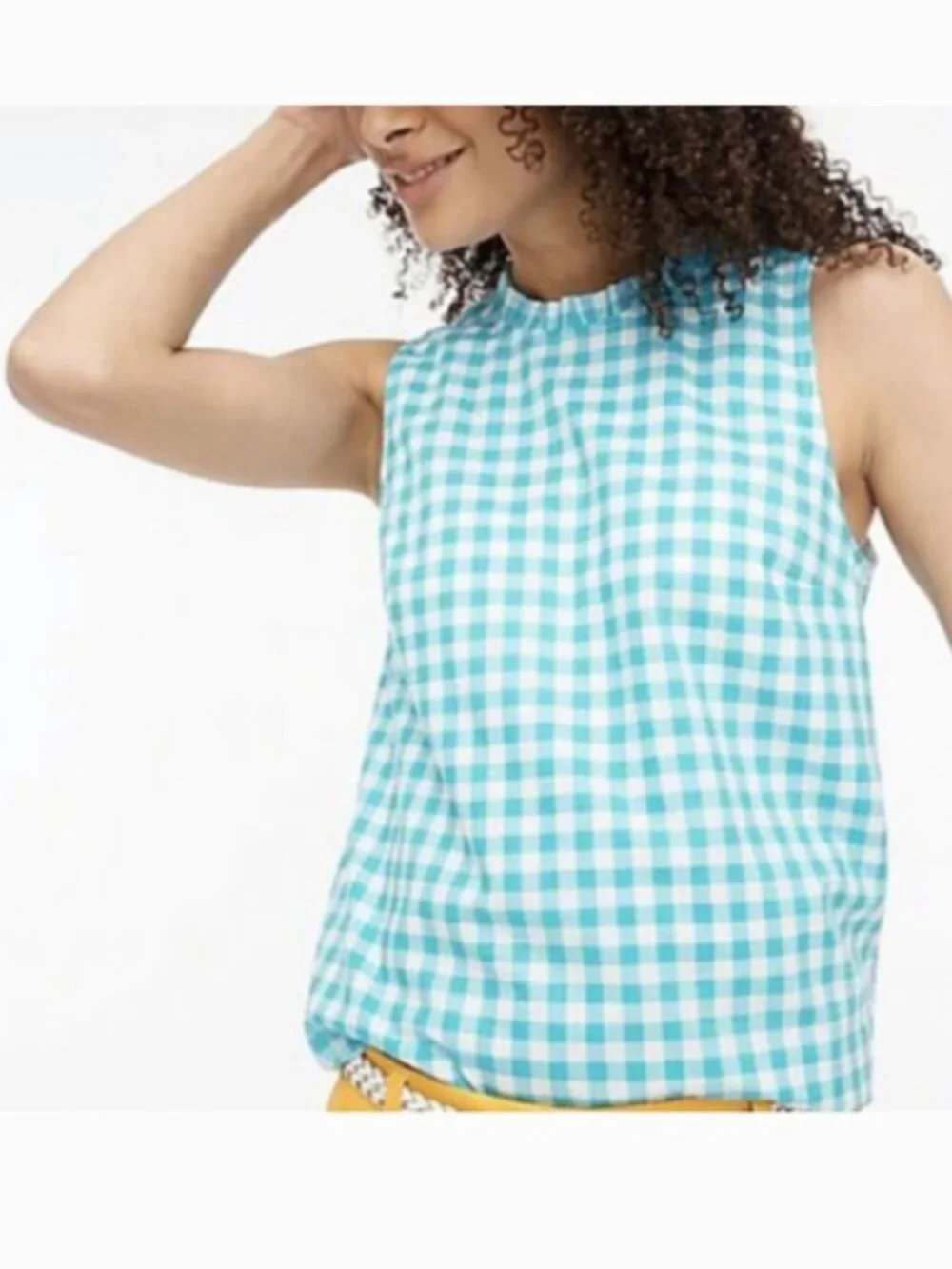 J. Crew Blue and White Gingham Sleeveless Tank size M NWT